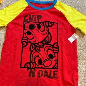 Disney XL Youth Chip & Dale Red Yellow & Blue Tshirt